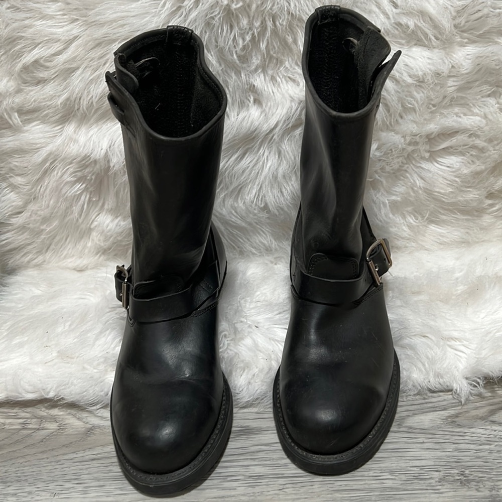 Vantage Mustang BLACK Motorcycle Riding OIL PROOF SOLE steel toe  men  Sz 7
